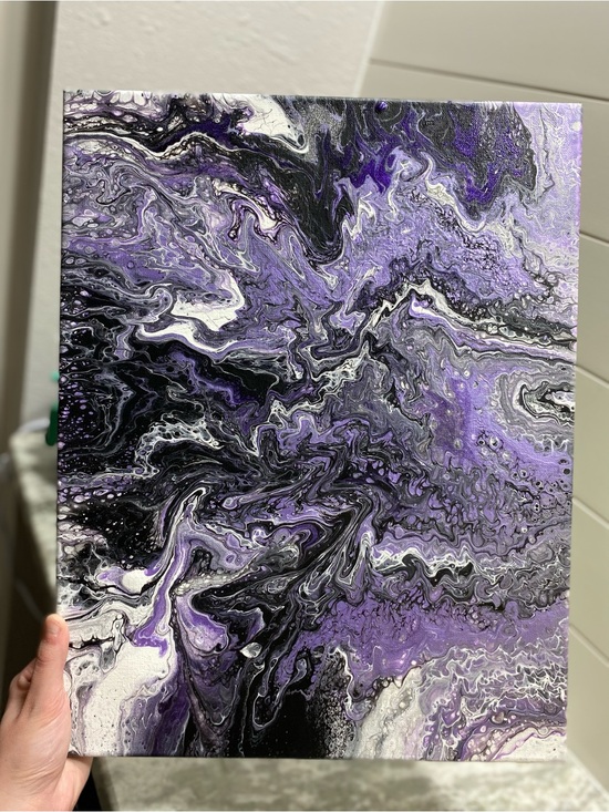 Hand Crafted Other - Hand Crafted Purple and Black Swirl Painting